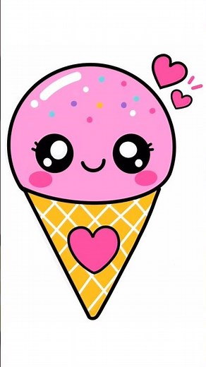 How to Draw a Cute Kawaii Ice Cream 🍦✨💕 | Easy Cute Digital Illustration