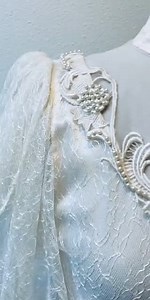 Vintage 1980s Ivory Lace Wedding Dress: Pearl Detail, Flapper Style, Medium - Etsy