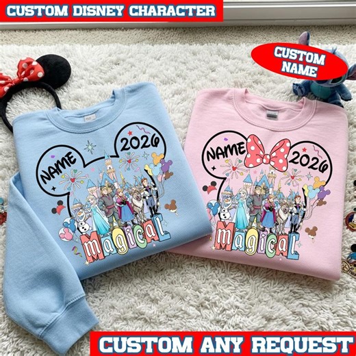 Custom Name Frozen T Shirt for Kids, Princess Elsa Birthday Tee, Anna Olaf Shirt, Magical Disneyland Outfit, Disney Trip 2026 Gift - Etsy