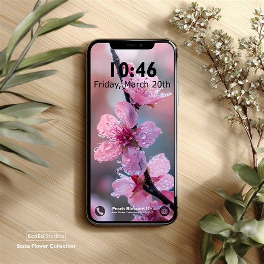 Delaware Peach Blossom Phone Wallpaper | State Flower Digital Download