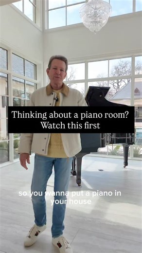 Right off the foyer, we created a dedicated piano room. Two stories high and completely wrapped in windows, this space is designed to flood the home with natural light by day… and music by night. #leconstructionllc #luxuryhomes #customhomes #dreamhome #piano | LE Construction, LLC