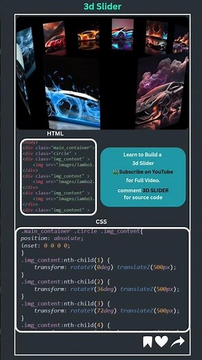 3D Image Slider with Only HTML & CSS 🔥 No JS!