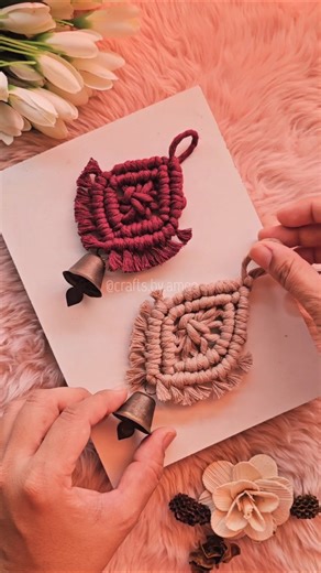 Macrame mini hanging🔔 #macrame #macrametutorial #ytshorts #diy