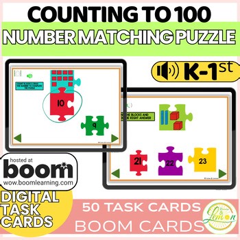 Counting to 100 Digital Boom Cards Number Matching Puzzle | Kindergarten Math