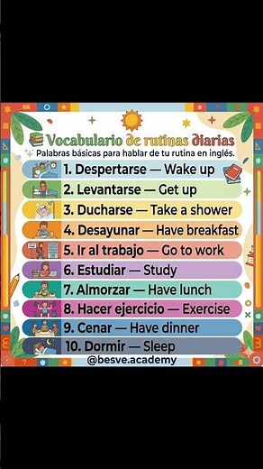 🚀 Vocabulario de rutinas diarias en inglés.