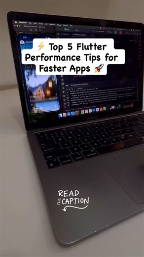Flutter || App || UI Design on Instagram: "⚡ Top 5 Flutter Performance Tips for Faster Apps 🚀 1️⃣ Use const Widgets 🧩 Mark widgets as const whenever possible — reduces rebuilds and boosts efficiency. 2️⃣ Lazy Loading with ListView.builder 📜 Don’t render everything at once. Load items only when they’re visible on screen. 3️⃣ Minimize Repaints 🎨 Wrap only the parts that change in setState, not the entire widget tree. 4️⃣ Use Isolates for Heavy Tasks 🛠️ Offload expensive operations (like parsi