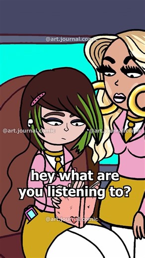 POV: the popular girls ask what you’re listening to on the school bus (high school animation)