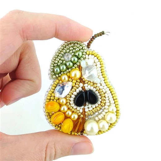 Beaded Pear Brooch Kit - DIY Bead Embroidery, Fruit Brooch, Jewelry Making Craft, Set Handmade Gift - Etsy