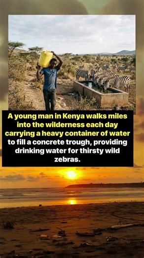 Young Man Walks Miles Every Day to Give Water to Wild Zebras