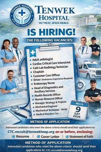 🚨 Tenwek Hospital Is Hiring! Massive Medical & Admin Vacancies – Apply Before March 9, 2026