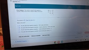 Error Analysis: The solution shown for the equation is incorrec... | Filo
