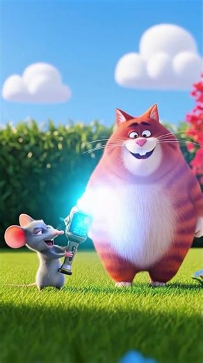 🐭💥 Mouse Shrinks Cat with Futuristic Ray! Funniest Pixar-Style 3D Cartoon Prank 🐱 | #Shorts #cartoon