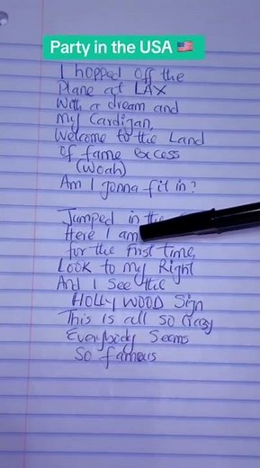 party in the USA 🇺🇸 lyrics by ‪@miley‬ #handwriting #lyrics #songlyrics #shorts #fyp #viral