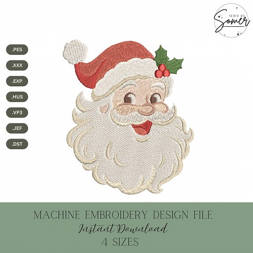 Vintage Santa Machine Embroidery Design – Christmas Stitch File (4 Sizes, Instant Digital Download) - Etsy Canada
