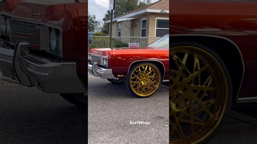 73 Chevy donk on gold 26’s riding