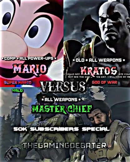 Mario vs Kratos vs Master Chief (50k Subscribers Special)