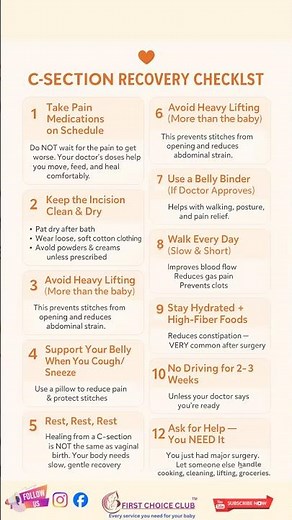 🧡 C-SECTION RECOVERY CHECKLIST