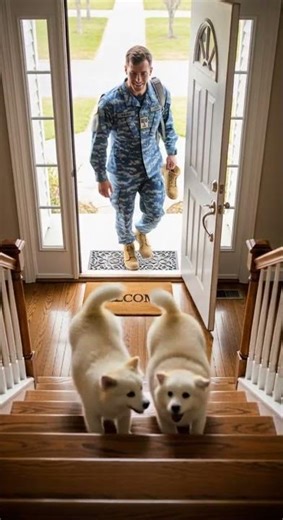 🥰 Two fluff balls tumble down stairs for endless cuteness overload #cute #pets #funny