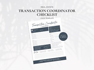 Transaction Coordinator Checklist, Contract to Close Checklist, Real Estate Agent, Client Handouts, Realtor Marketing, Canva Template - Etsy