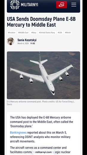 Les USA envoient le Doomsday E6B Mercury (commandement aéroporté en cas de nucléaire)☢️ #E6B #nucleaire☢ #usa #iran #israel