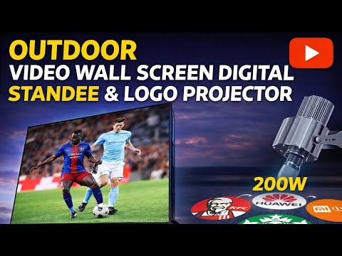 Outdoor Video Wall Screen Digital Standee & 200W Logo Projector Demo