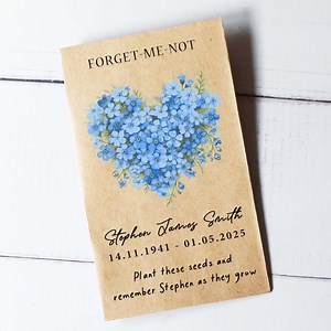 Forget Me Not Seed Packets, Custom Memorial Favors, Funeral Favours, in Memory of Gift, Funeral Seed Envelopes - Etsy