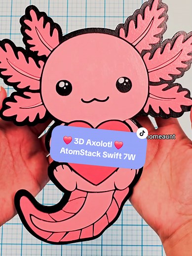 Obsessed! 🥰 Use code 🎟 Daisy3 on the AtomStack Swift 7W Laser Engraver (Link in my bio 💕). My niece is going to love her new Axolotl! 🥰 . #woodcrafts #atomstack #axolotl #PersonalizedGift #laserengraving