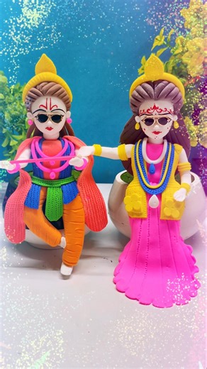 Radha Krishna Idol Making with Sunglasses 😎 Amazing Clay Murti Making | Unique Art
