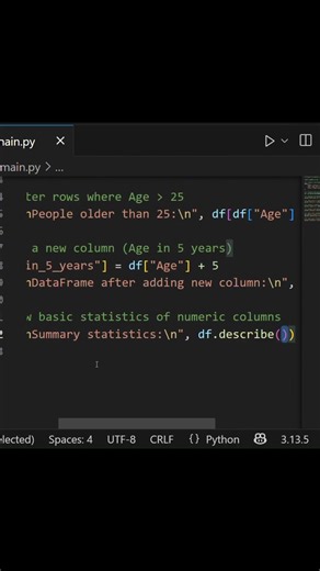 Pandas in Python for Beginners | Data analysis in Python #shorts #coding #python