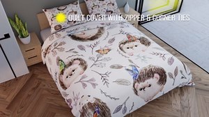 Kawaii Hedgehog Duvet Cover Queen Kids Bedding for Girls Boys Hedgehog Gifts Colorful Butterfly Comforter Cover Cartoon Wild Animals Quilt Cover for Hedgehog Lovers Botanical Bedspread Cover, 3Pcs