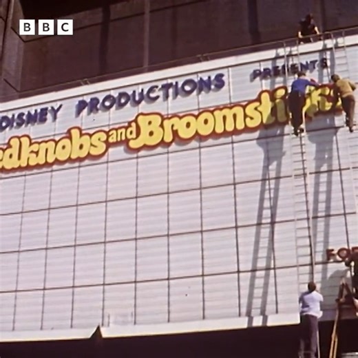 📺 'Blue Peter' Monday 11 October 1971 -- BBC1: 16:55 John Noakes was in Leicester Square, climbing up more rickety ladders as he helped to prepare for the UK premiere of Disney's 'Bedknobs and Broomsticks'. #bluepeter | Bernie Briffa