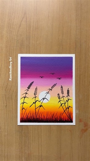 Easy Purple Sunset Grass Oil Pastel Drawing 🌅🌾 | Step-by-Step Tutorial #oilpastel #drawing #shorts