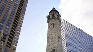 Chicago Water Tower. historic downtown landmark of American city.