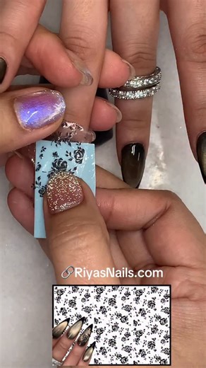🌹 rose print decal 🔗 RiyasNails.com | Riya's Nails