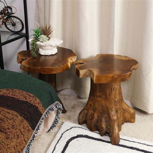 Handcrafted Teak Root Side Table: Rustic Live Edge Accent Table, Holiday Decor Gifts - Etsy