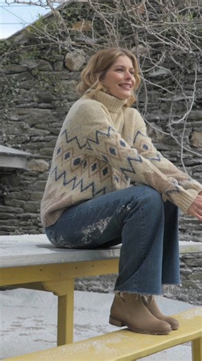 Make a subtle statement in this Donegal wool jumper. Our wool weavers reuse 50% of the water consumed, reducing the environmental impact of this jumper even further. | Celtic & Co