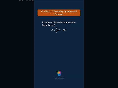 1.5 Example 4 Rewriting Equations and Formulas