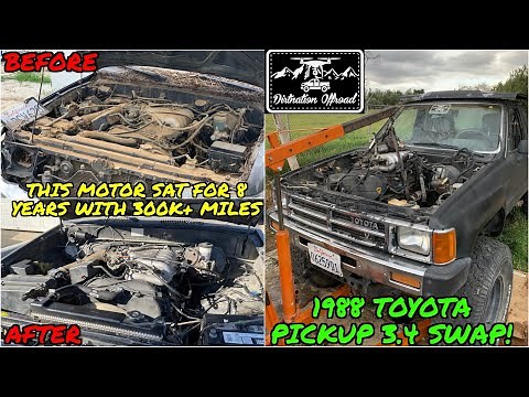 An engine swap a year in the making! 1988 Toyota pickup 3.0 to 3.4 swap!