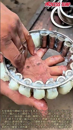 大型ベアリングのプロのグリスアップ手順と組み立て工程 #worker #process #bearing #grease #mechanic