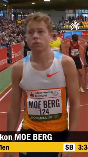 Moe Berg in full flow 🇳🇴 3:34.02 in Dortmund and a new meeting record last Sunday ⏱️ Catch the full race replay now on our YouTube Channel. #EuropeanAthletics #WorldAthleticsIndoorTour | European Athletics