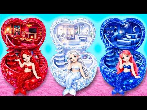 We Build a Secret Room: DIY Diamond, Ruby & Sapphire Huntrix Mermaid | One Color Challenge