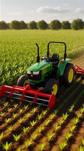 "Toy tractor plowing farm fields with plow attachment, soil #toyhouse #toyvideo