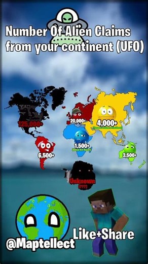 Number of Alien Claims From Your Continent 🛸🗺️II#mapping #geography #geographythroughmaps #worldmap