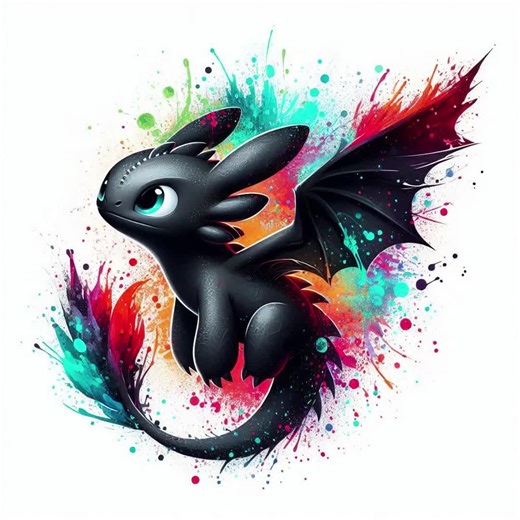 Toothless Cartoon PNG Bundle: Vibrant Splash Designs (digital Download) - Etsy