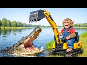 Monkey Farmer Driving Excavator Meets a Deadly Giant Crocodile! | Monkey Farm Work | XiXi Monkey