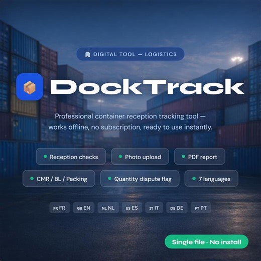 Docktrack - Container Tracking Software for Smes - CMR Management - BL - Packing List - PDF Report - Email Sharing - Etsy