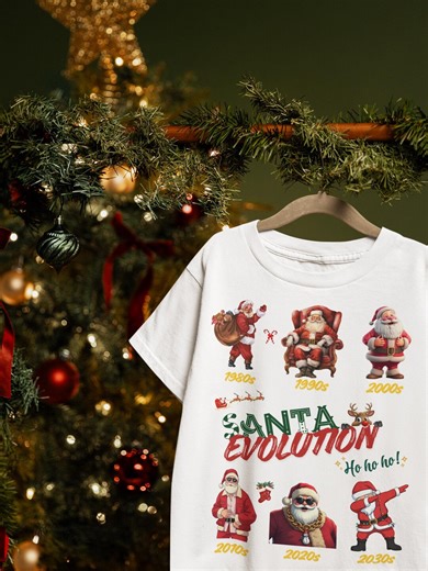 Santa Evolution Christmas Shirt Comfort Colors, Funny Retro Holiday Graphic Tee - Etsy
