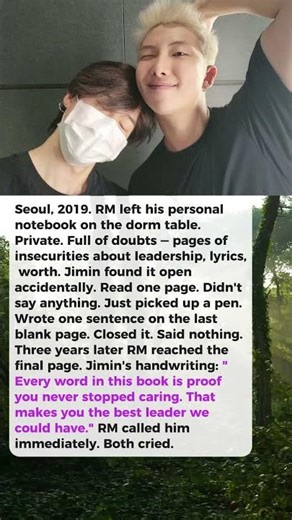 What Jimin Wrote Inside RM's Notebook When He Wasn't Looking That RM Only Found Three Years Later