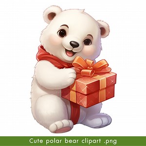 Cute Polar Bear Clipart, 12 High Quality PNG and JPG Files, Bear Graphics, Cute White Bear, Festive Images, Printable Graphics. - Etsy UK