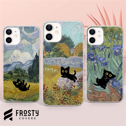 Van Gogh Phone Case Cat Meme Parody Cover for iPhone 17 Pro Max, 16e, 15, 14, 12 & Samsung S25 Ultra, S24 FE, A56, Pixel 10 XL, 9a, 8 - Etsy UK
